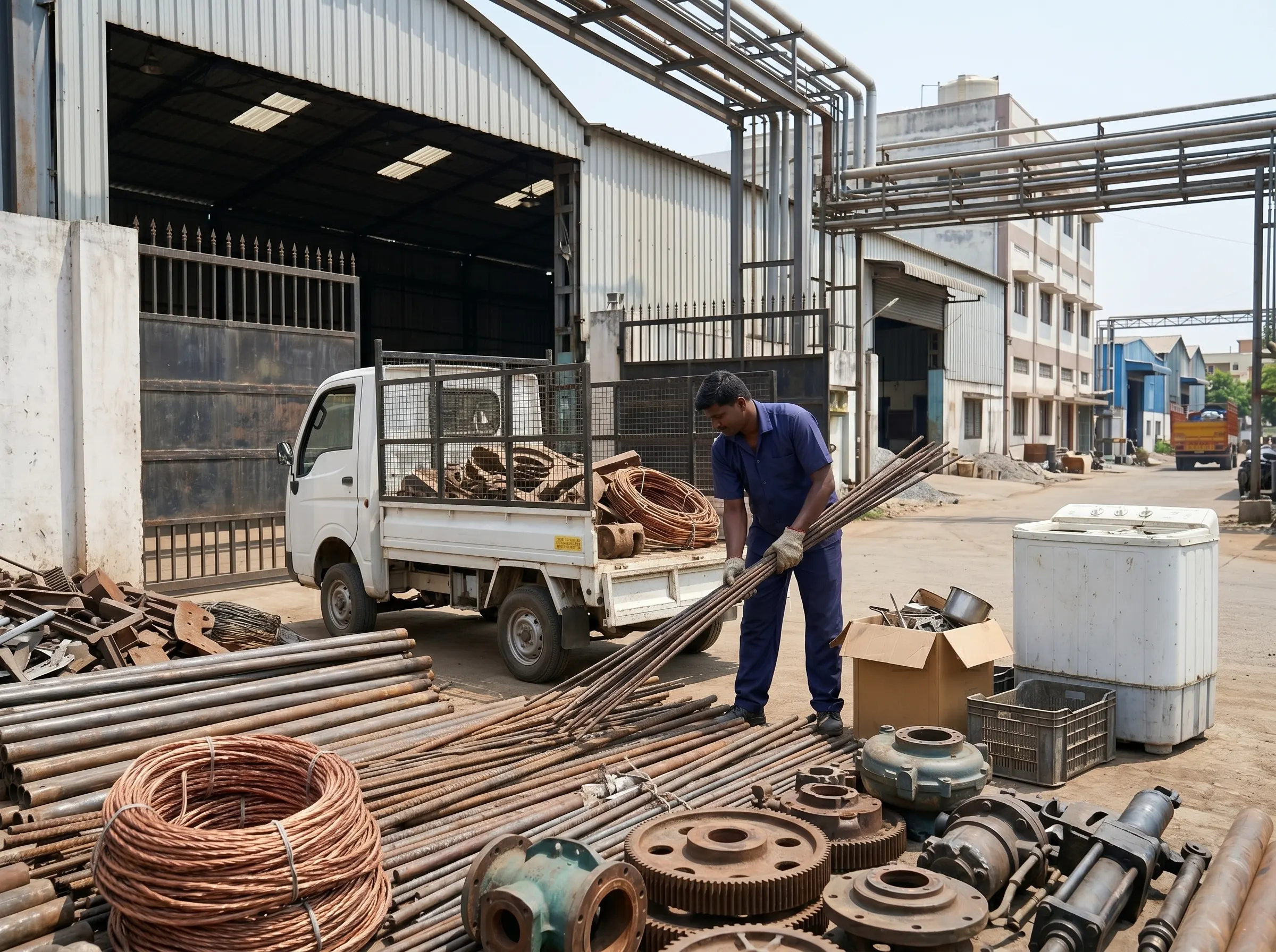 Scrap buyers in Ambattur Chennai collecting factory and household scrap at the doorstep